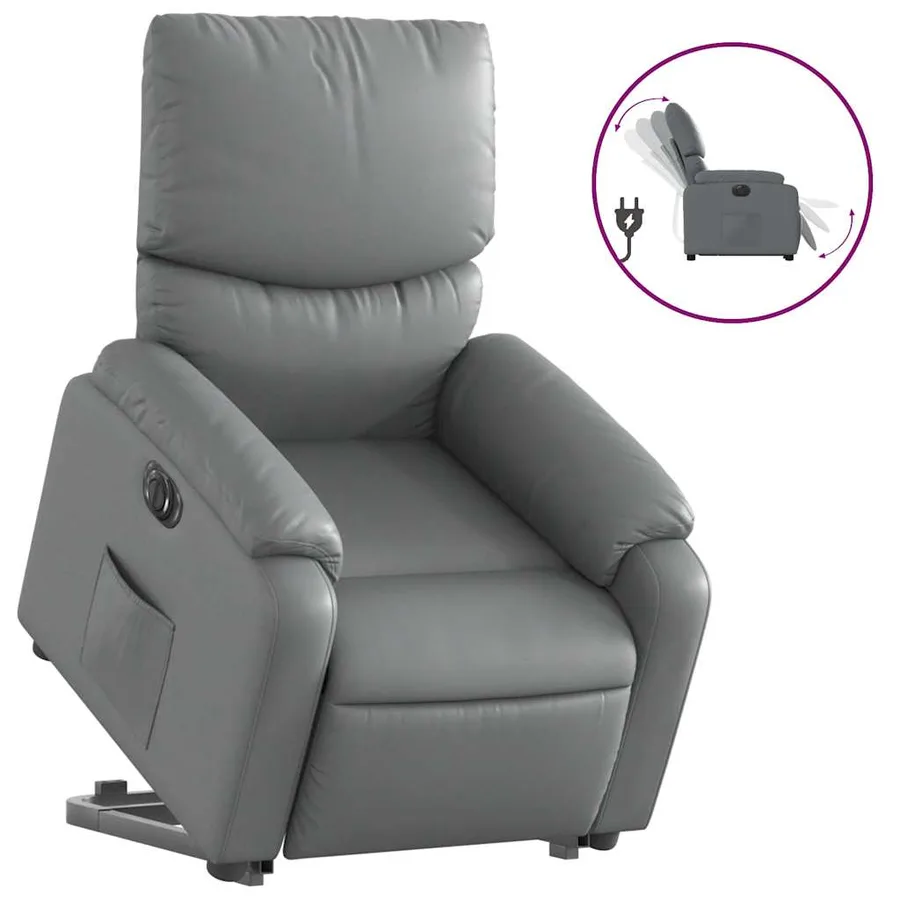 Fauteuil inclinable électrique gris similicuir - 2