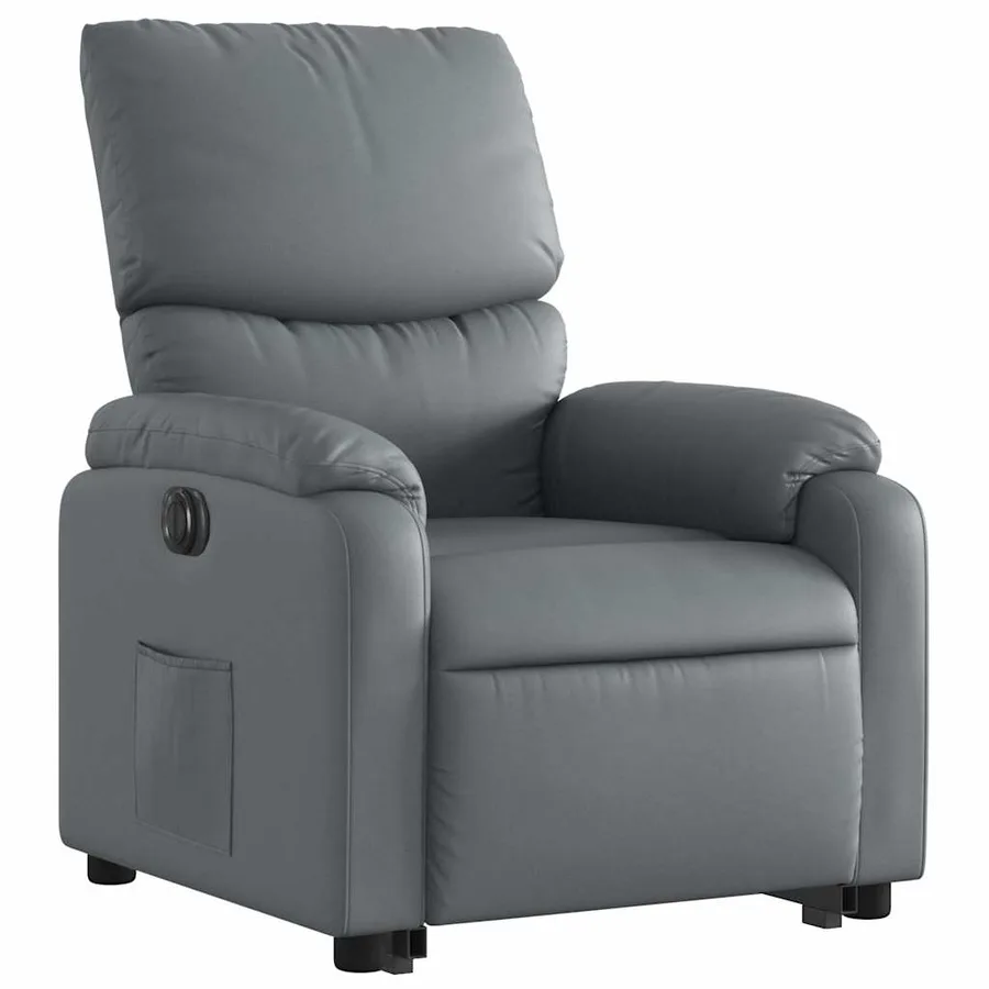 Fauteuil inclinable électrique gris similicuir - 4