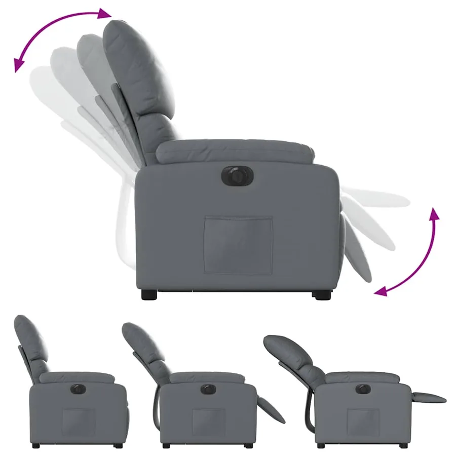 Fauteuil inclinable électrique gris similicuir - 7
