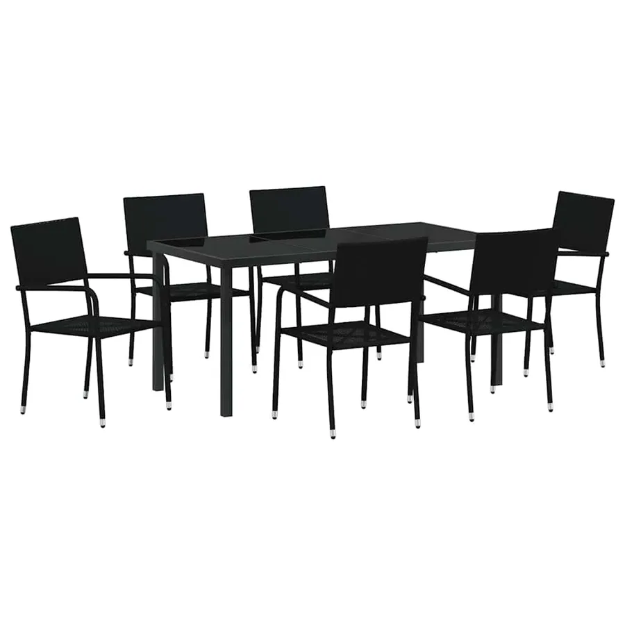 Ensemble de salle à manger pour jardin 7 pcs Noir polyrotin - 2