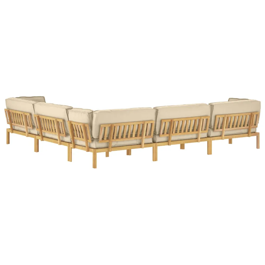 Ensemble de Canapés Uni 6 pcs Beige Bois d'Acacia Massif - 12