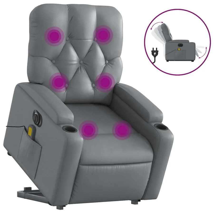 Fauteuil inclinable de massage électrique gris similicuir - 2