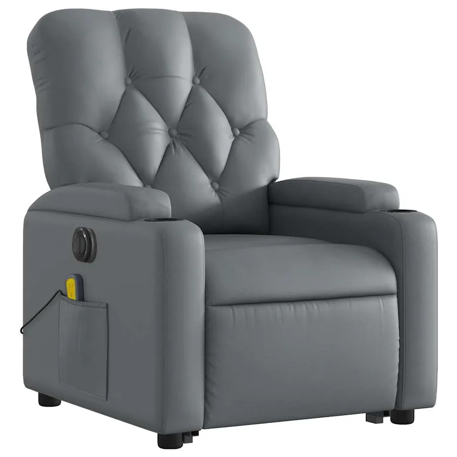 Fauteuil inclinable de massage électrique gris similicuir - 4