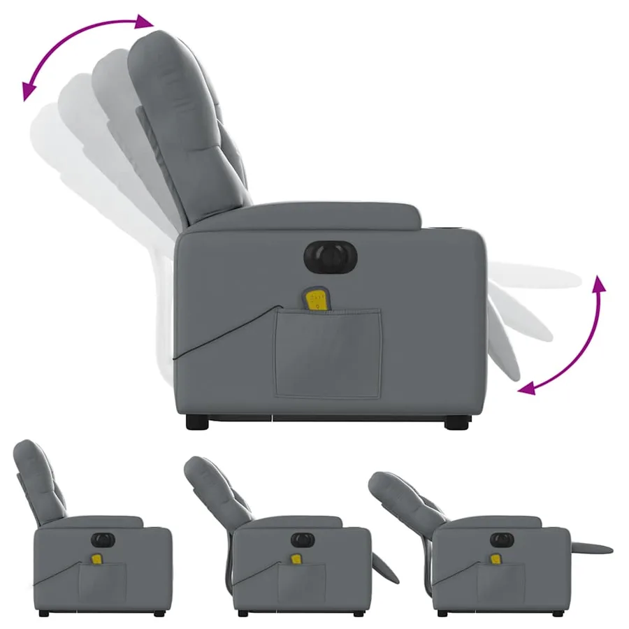 Fauteuil inclinable de massage électrique gris similicuir - 7