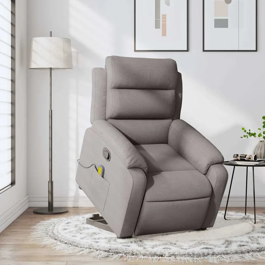 Fauteuil inclinable de massage Taupe Tissu - 16