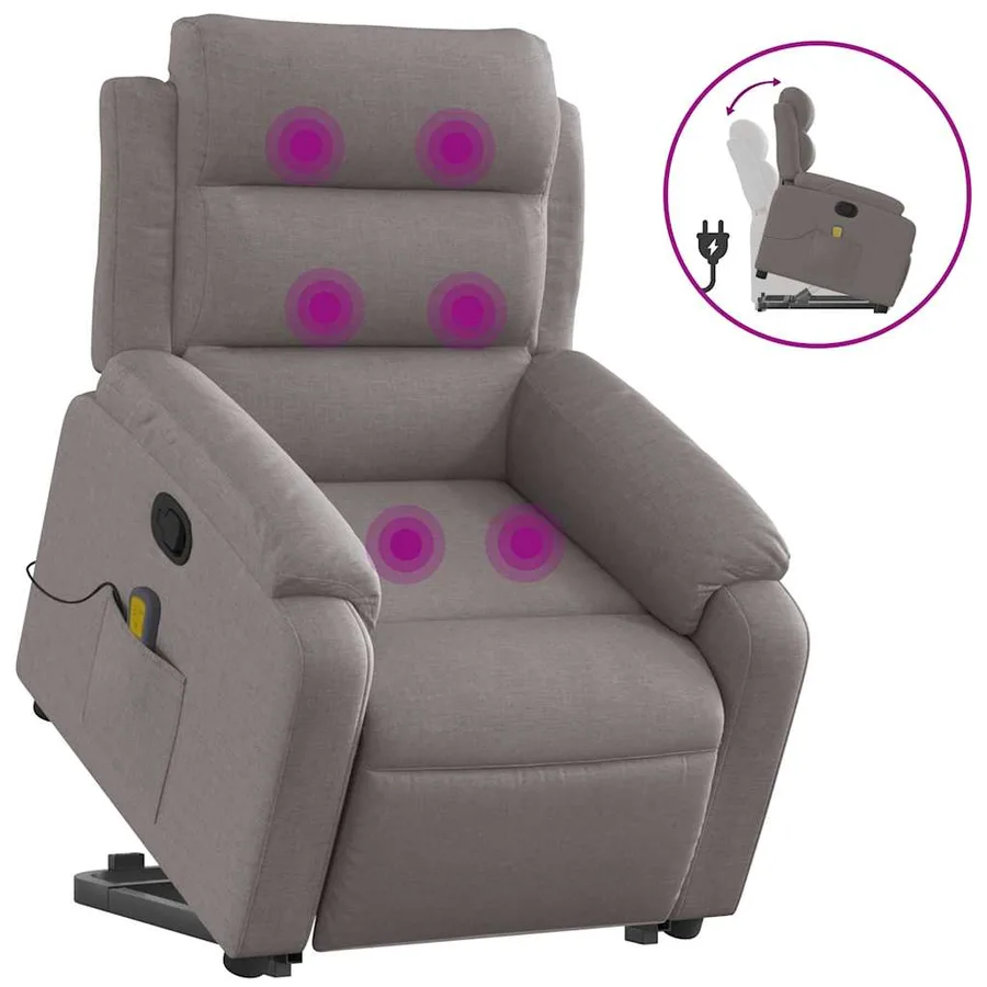 Fauteuil inclinable de massage Taupe Tissu - 2