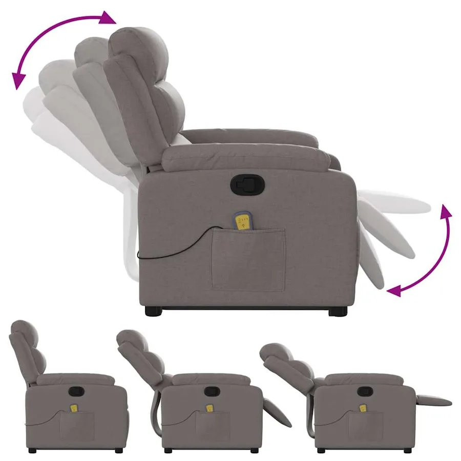 Fauteuil inclinable de massage Taupe Tissu - 7