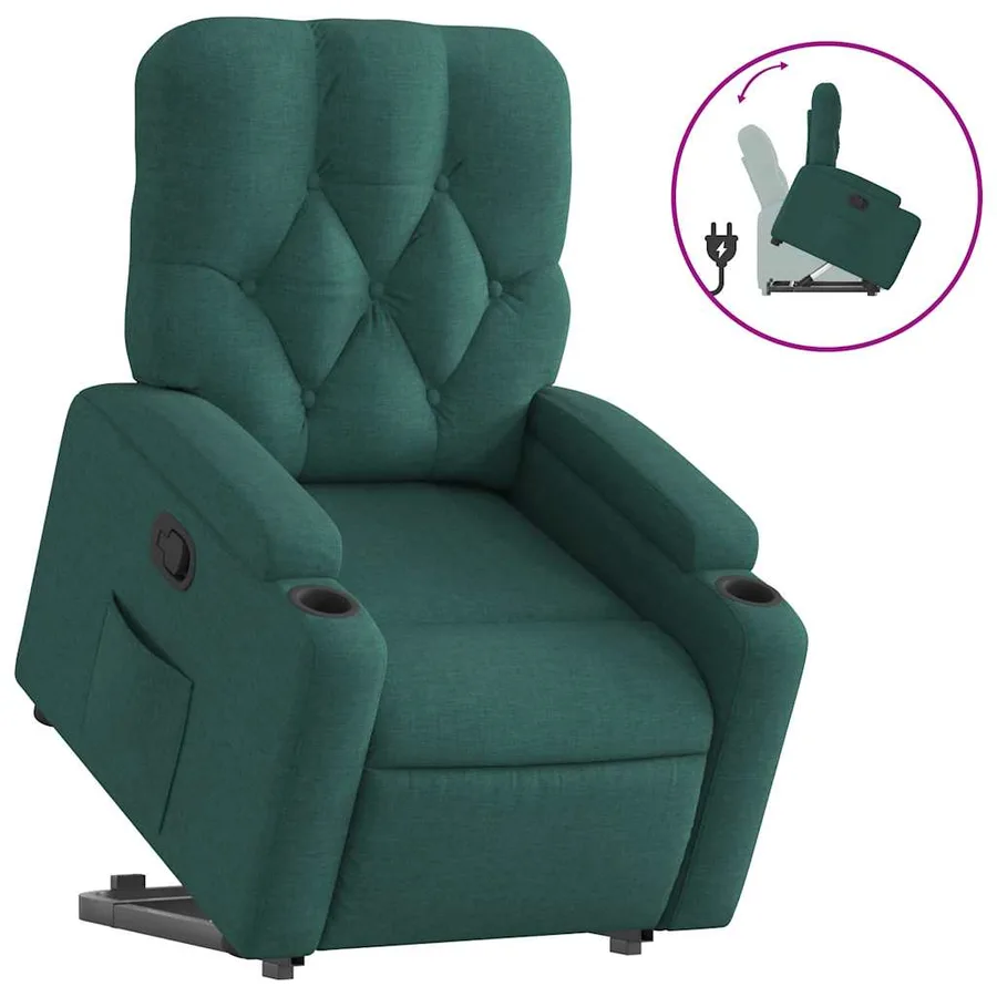 Fauteuil inclinable vert foncé tissu - 2