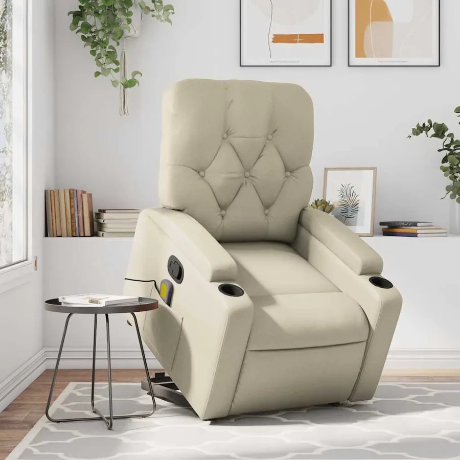 Fauteuil inclinable de massage Crème Similicuir - 16