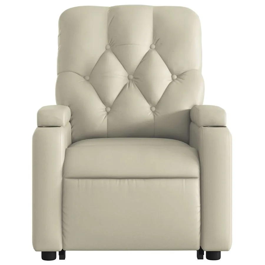 Fauteuil inclinable de massage Crème Similicuir - 9
