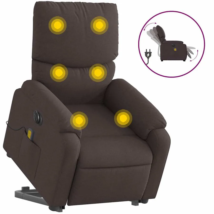 Fauteuil inclinable de massage électrique Marron foncé Tissu - 2