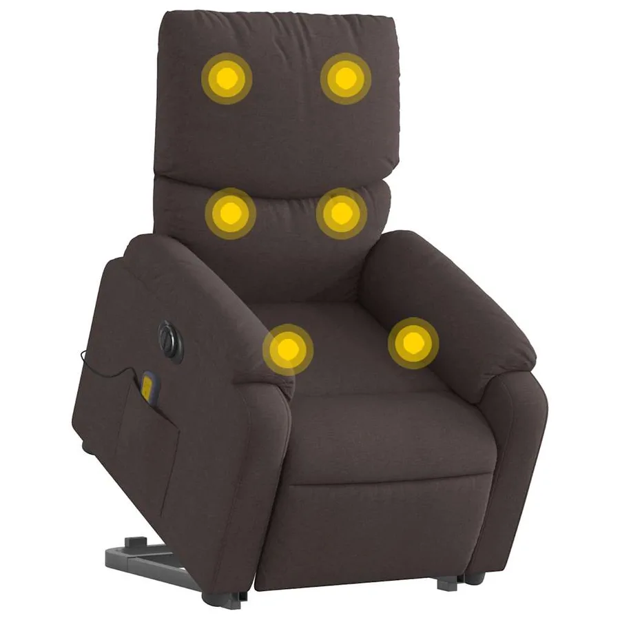 Fauteuil inclinable de massage électrique Marron foncé Tissu - 3