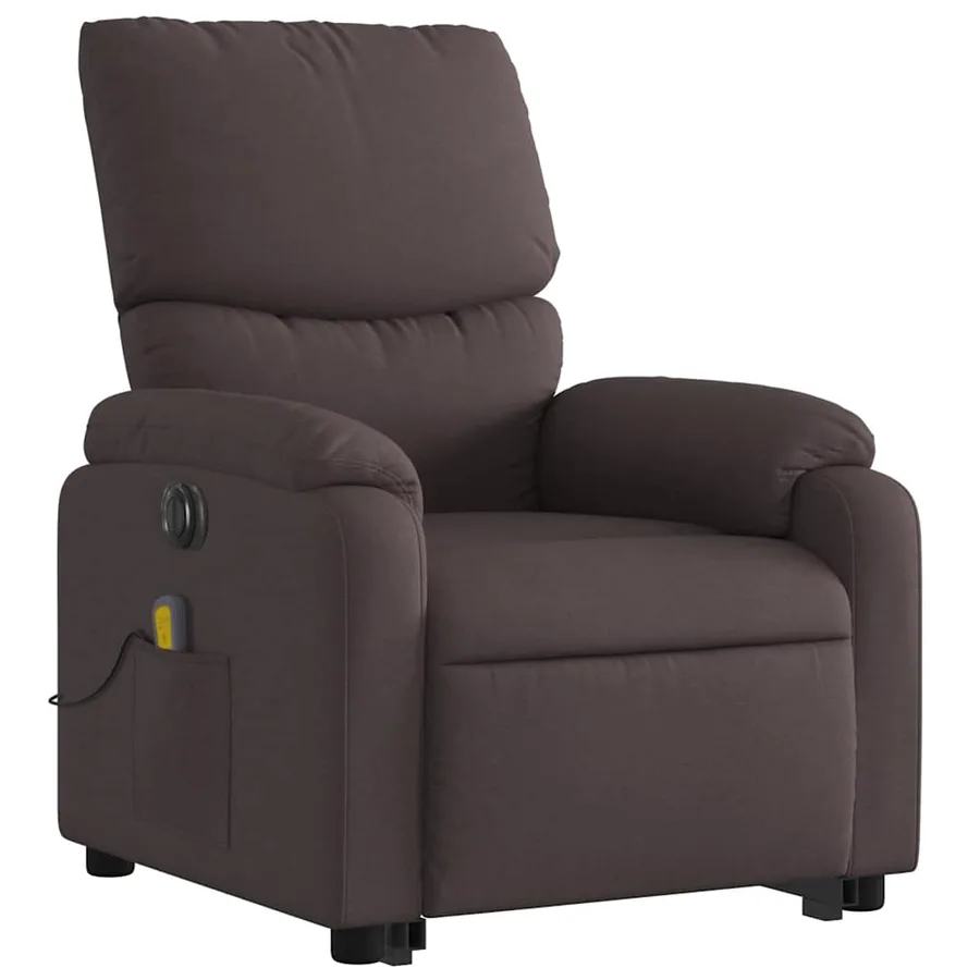 Fauteuil inclinable de massage électrique Marron foncé Tissu - 4