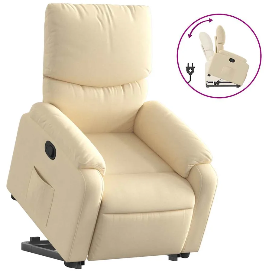 Fauteuil inclinable Crème Tissu - 2