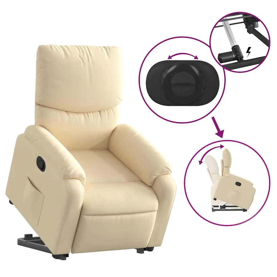Fauteuil inclinable Crème Tissu - 6