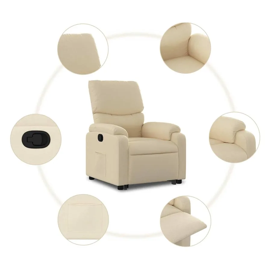 Fauteuil inclinable Crème Tissu - 8