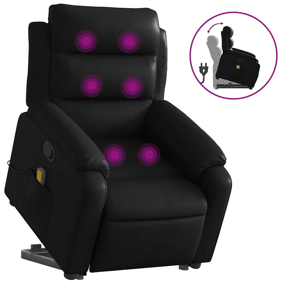 Fauteuil inclinable de massage Noir Similicuir - 2