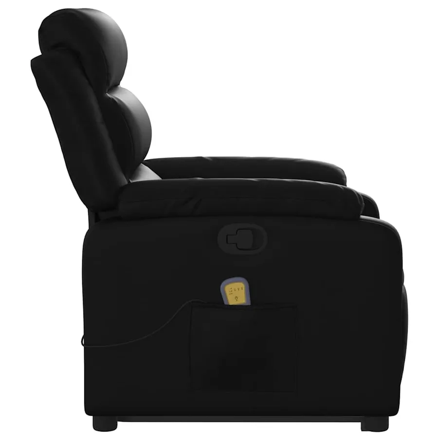 Fauteuil inclinable de massage Noir Similicuir - 9