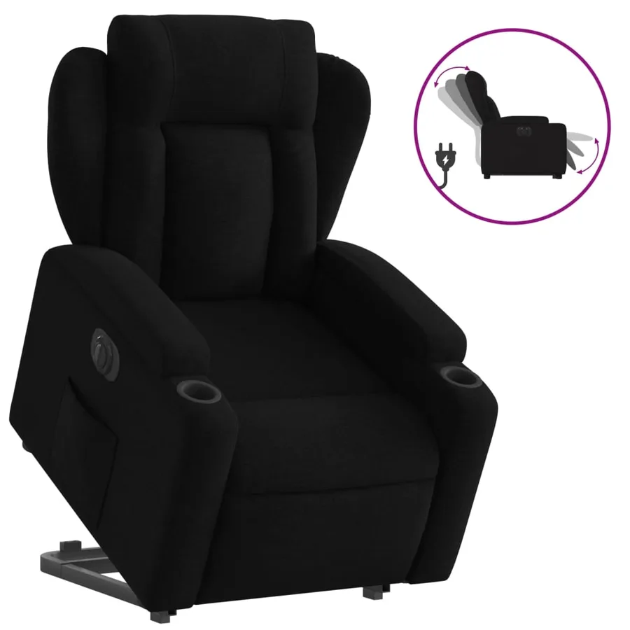 Fauteuil inclinable électrique noir tissu - 2