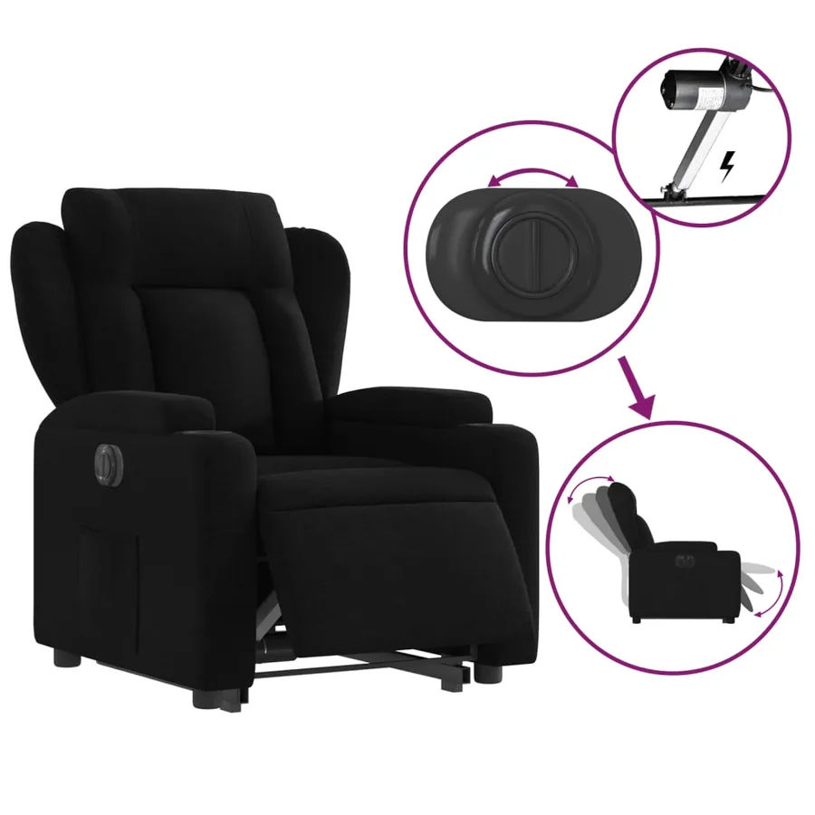 Fauteuil inclinable électrique noir tissu - 6