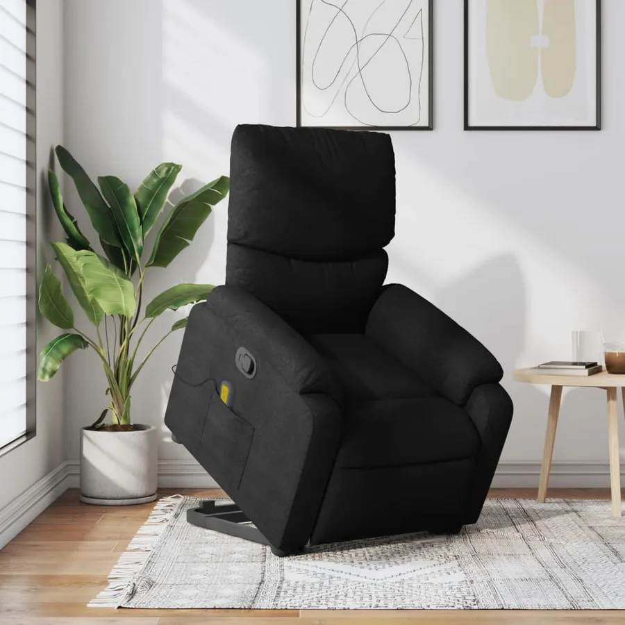 Fauteuil de massage inclinable Noir Tissu - 16