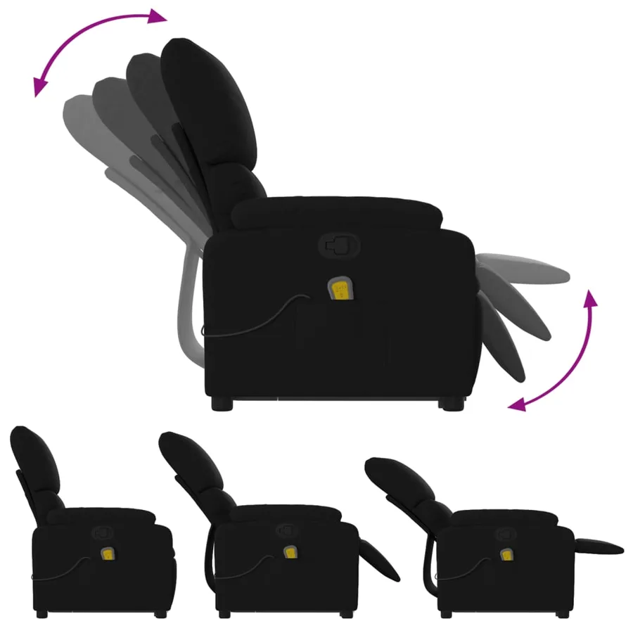Fauteuil de massage inclinable Noir Tissu - 7