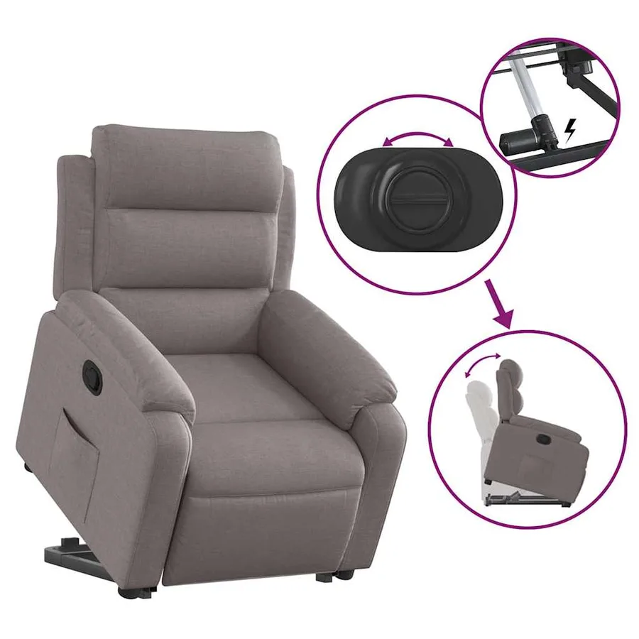Fauteuil inclinable taupe tissu - 6