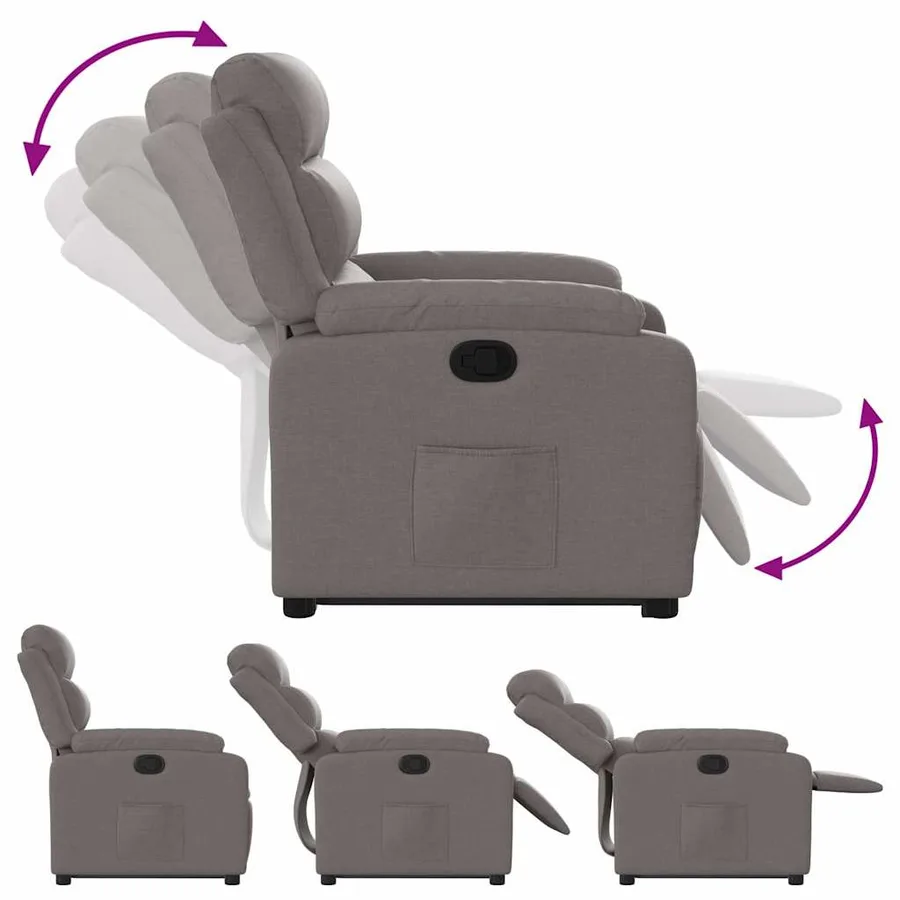 Fauteuil inclinable taupe tissu - 7