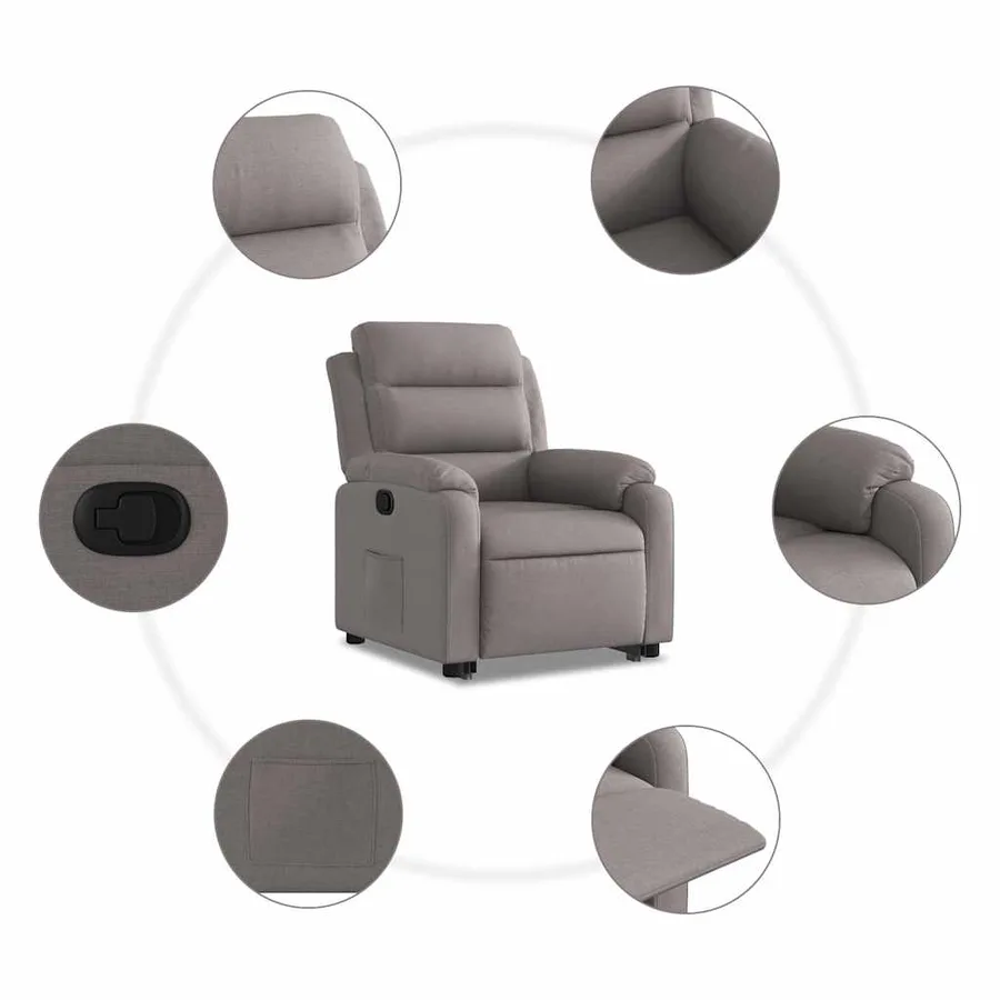 Fauteuil inclinable taupe tissu - 8
