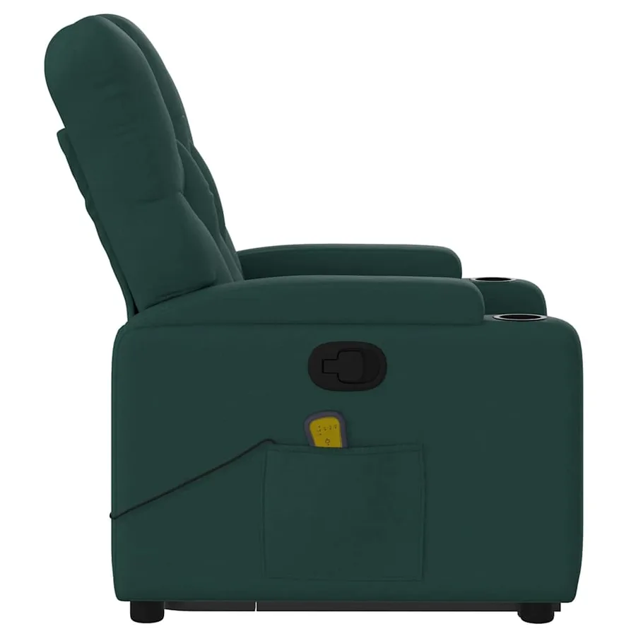 Fauteuil inclinable de massage Vert foncé Tissu - 10