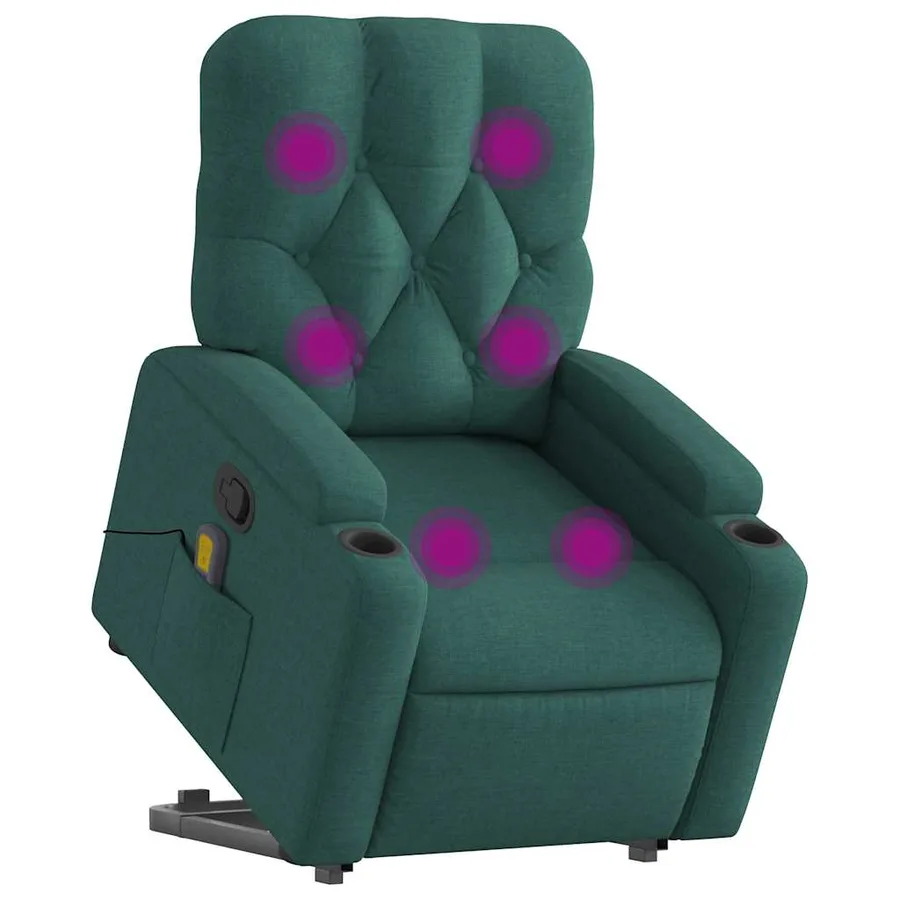 Fauteuil inclinable de massage Vert foncé Tissu - 3