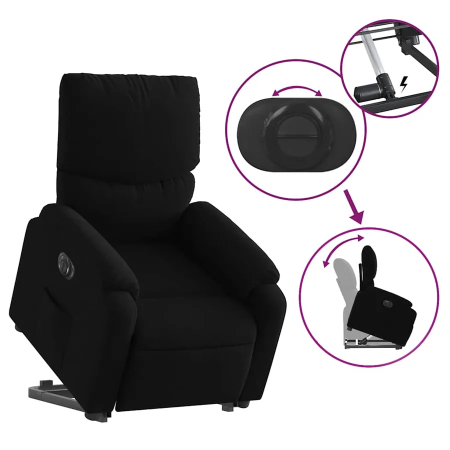 Fauteuil inclinable électrique noir tissu - 11