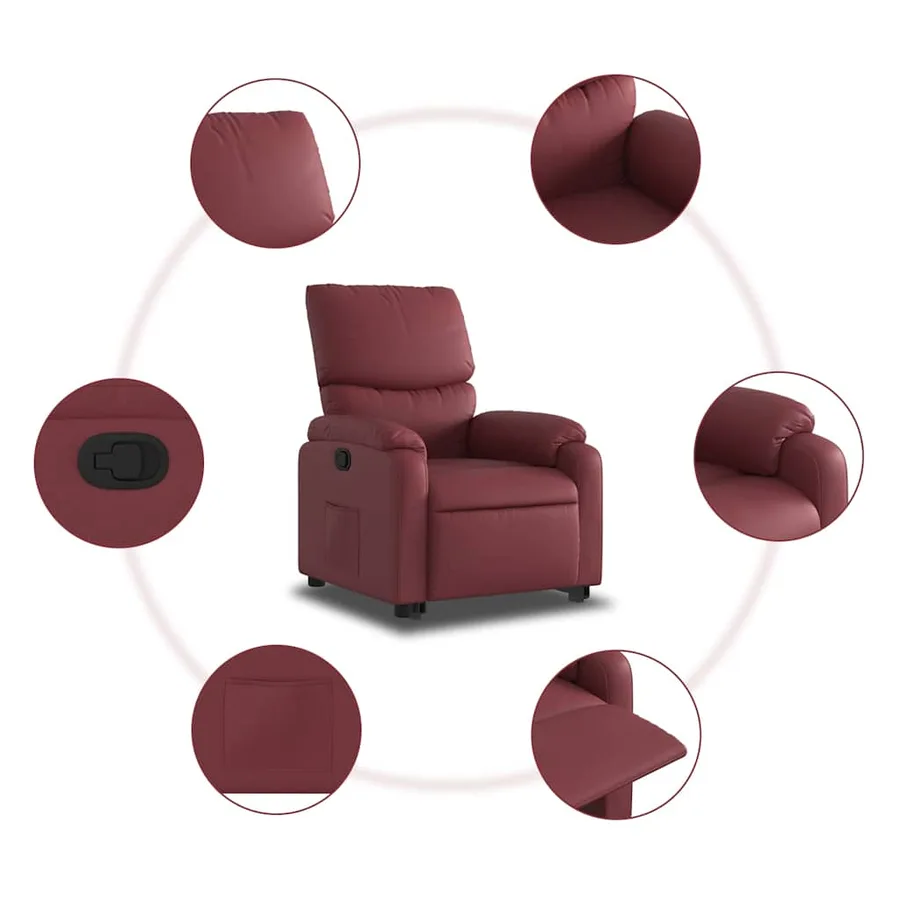 Fauteuil inclinable Rouge bordeaux Similicuir - 8