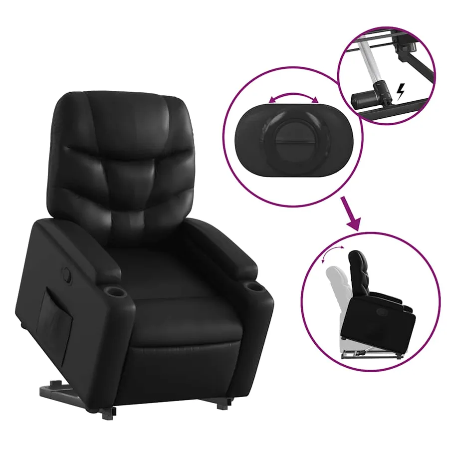 Fauteuil inclinable Noir Similicuir - 6