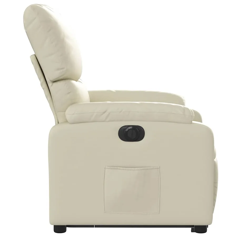 Fauteuil inclinable électrique crème similicuir - 10
