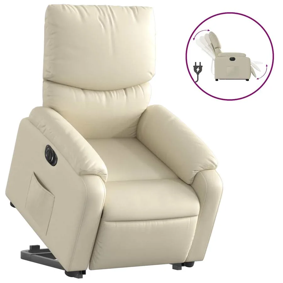 Fauteuil inclinable électrique crème similicuir - 2