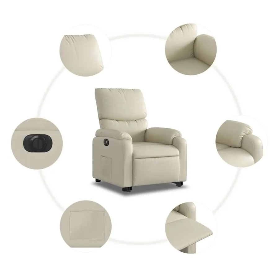 Fauteuil inclinable électrique crème similicuir - 8
