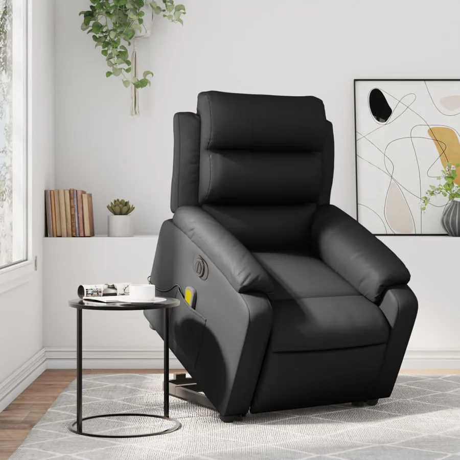Fauteuil inclinable de massage électrique noir similicuir - 15