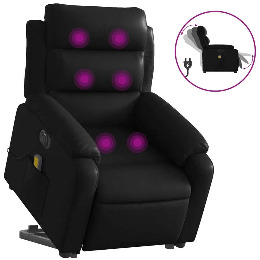Fauteuil inclinable de massage électrique noir similicuir - 2