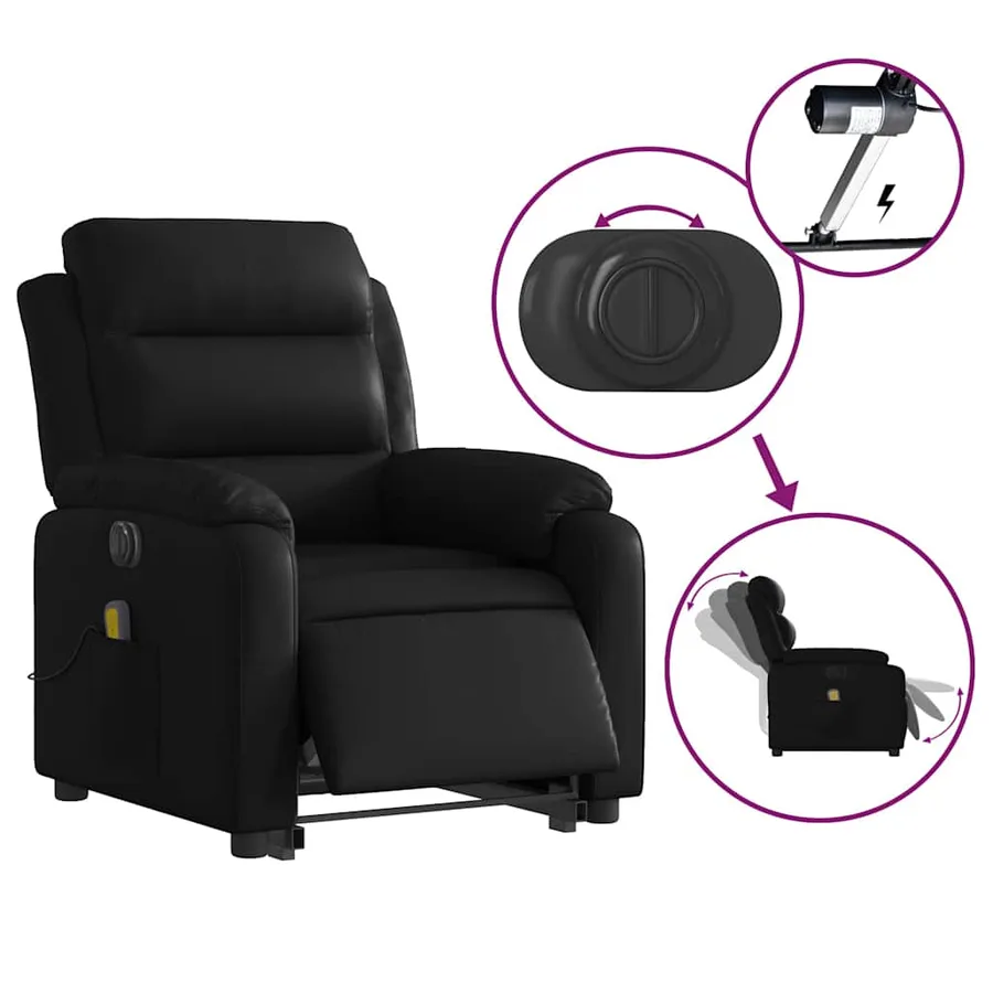 Fauteuil inclinable de massage électrique noir similicuir - 5