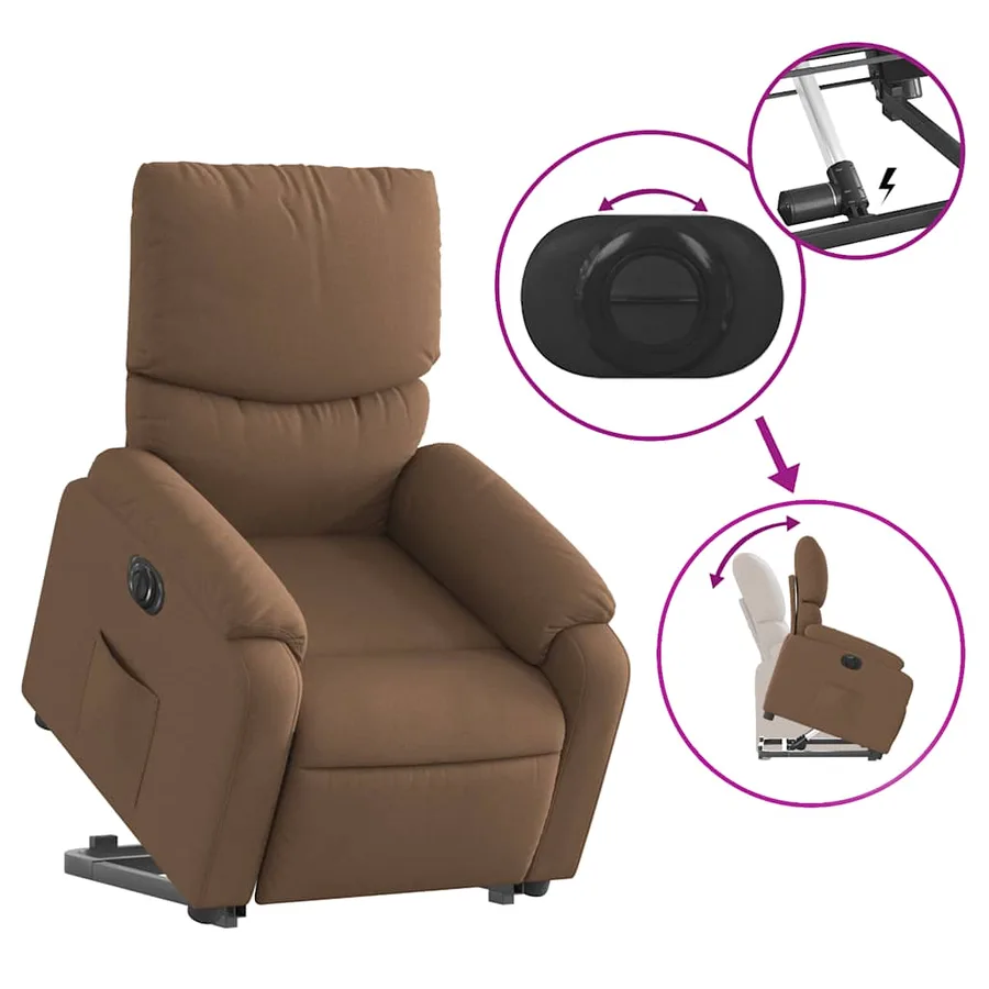 Fauteuil inclinable électrique marron tissu - 11