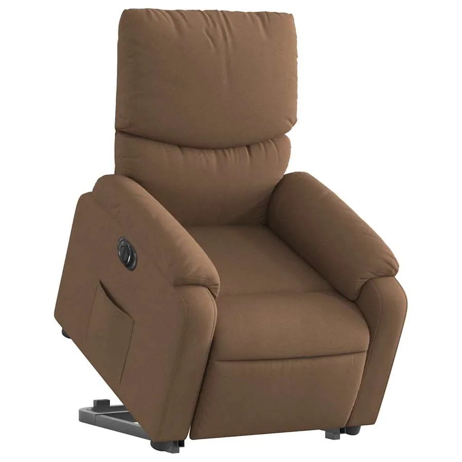 Fauteuil inclinable électrique marron tissu - 3