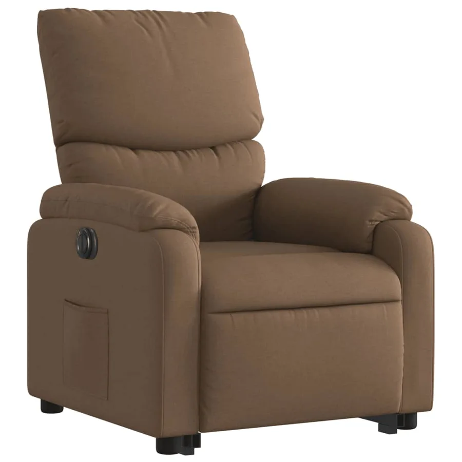 Fauteuil inclinable électrique marron tissu - 4