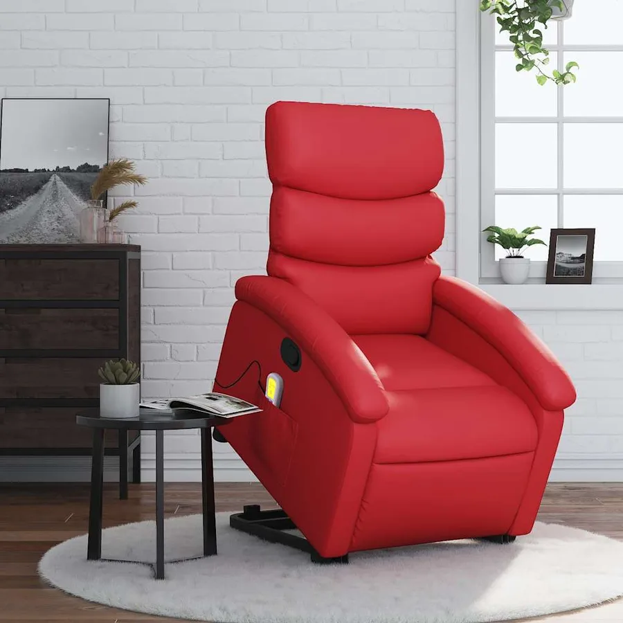 Fauteuil inclinable de massage Rouge Similicuir - 16