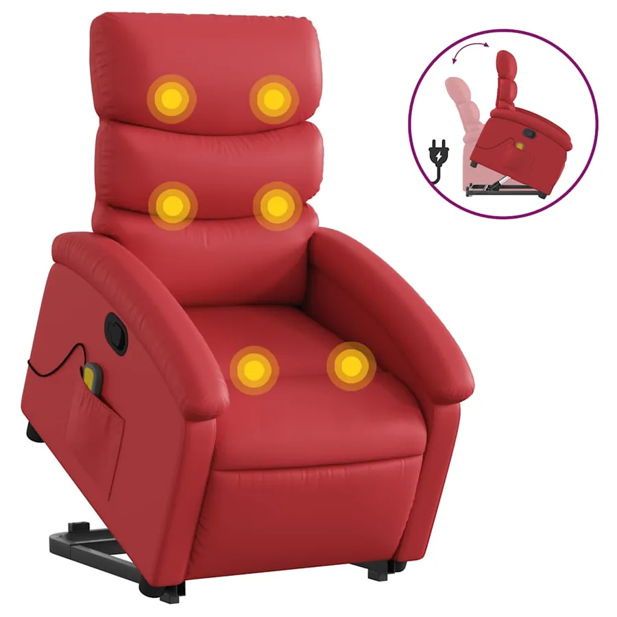 Fauteuil inclinable de massage Rouge Similicuir - 2