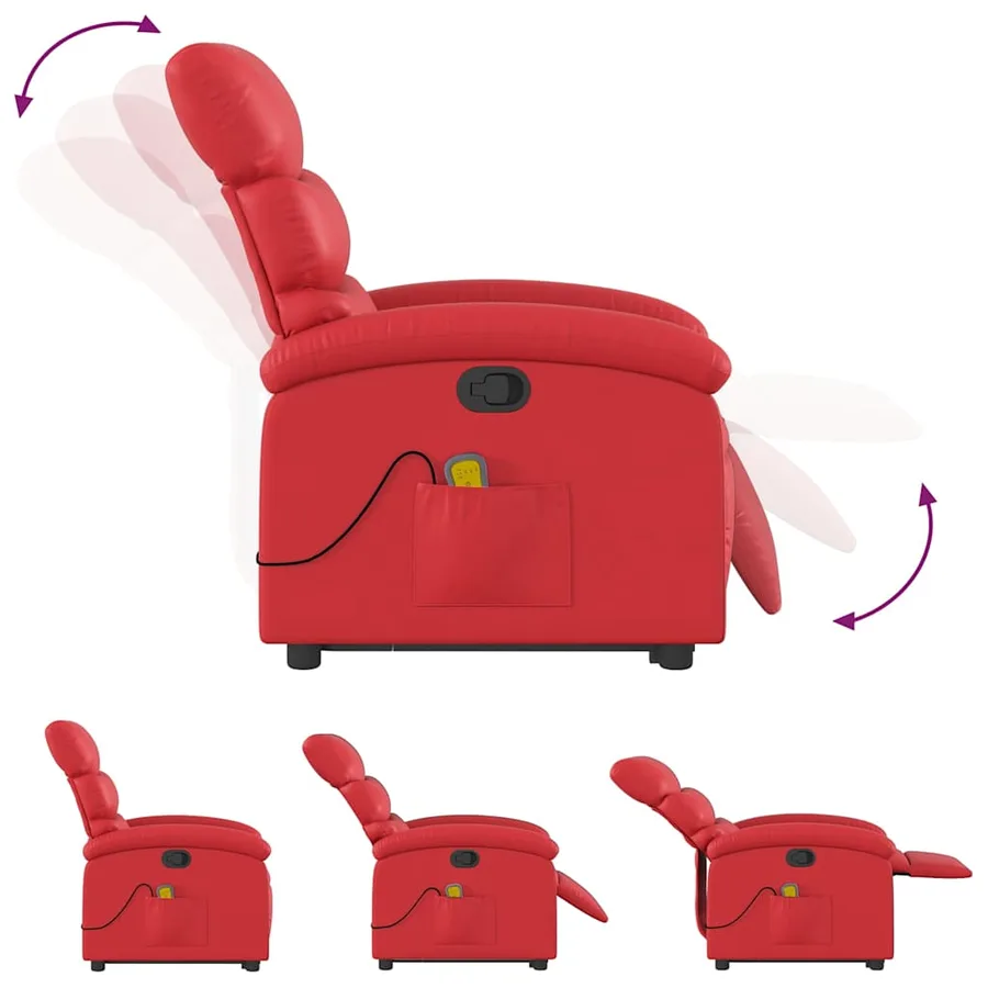 Fauteuil inclinable de massage Rouge Similicuir - 7
