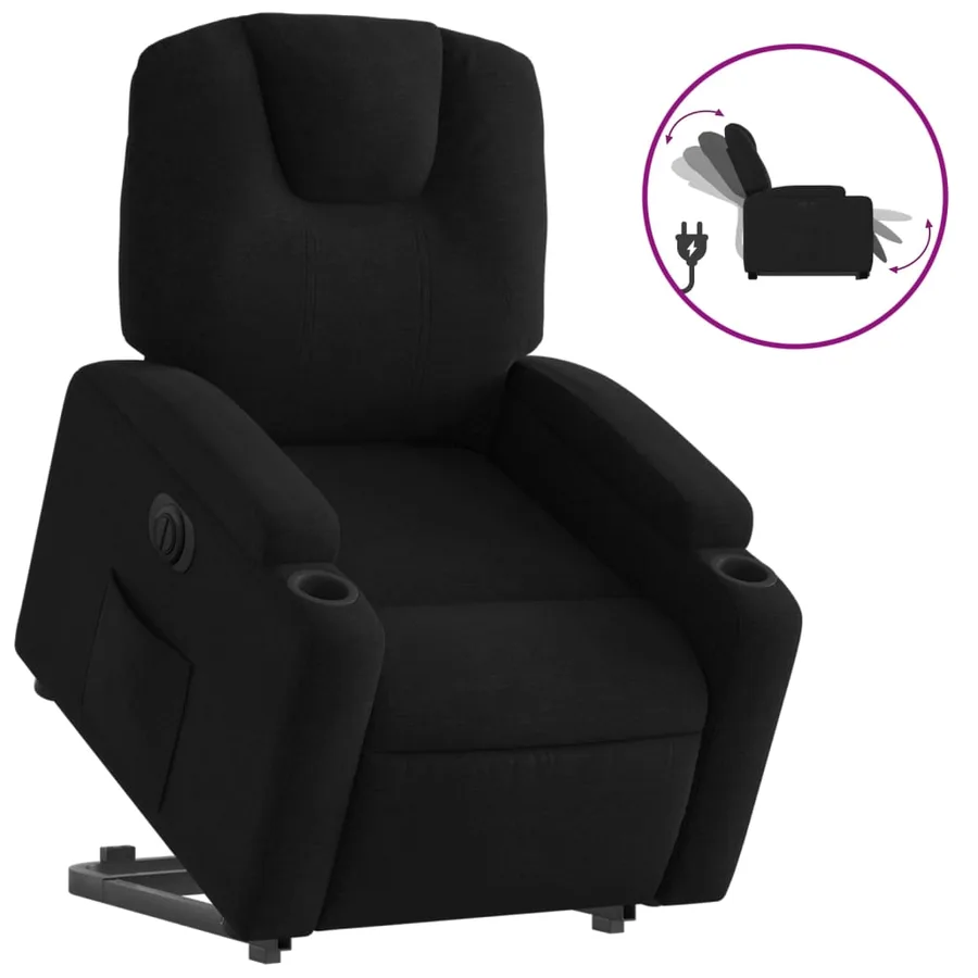 Fauteuil inclinable électrique noir tissu - 2