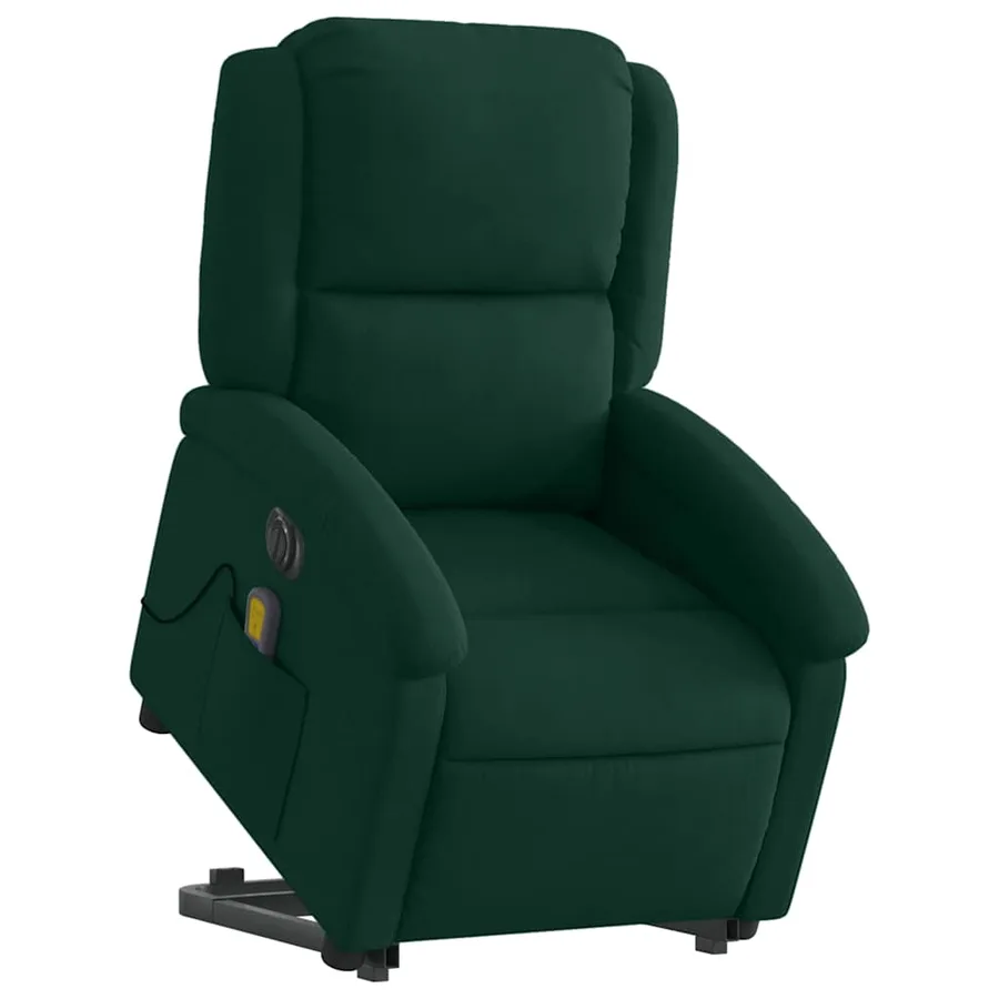 Fauteuil inclinable de massage électrique vert foncé velours - 3