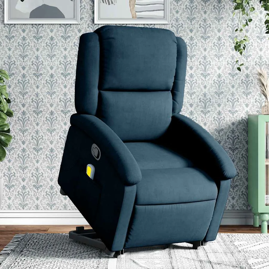 Fauteuil de massage inclinable Bleu Velours