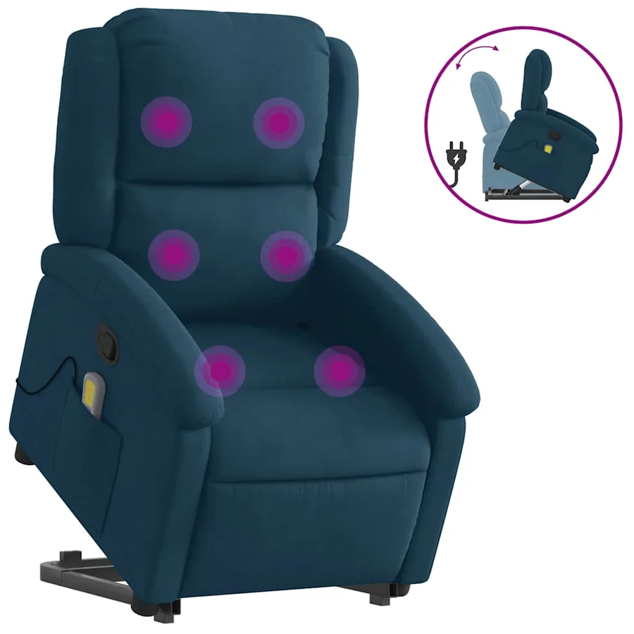 Fauteuil de massage inclinable Bleu Velours - 2